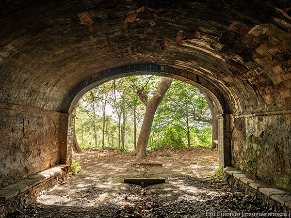 Interior ombrívol de la font a l'antic oratori de la Pietat