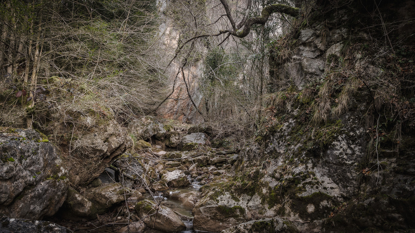 Riera del Garfull. Entre el molí de la Foradada, que la tradició vol que sigui el molí del comte Arnau, i el gorg dels Banyuts. Fotografia de paisatge, part del projecte Paisatge i llegenda del comte Arnau