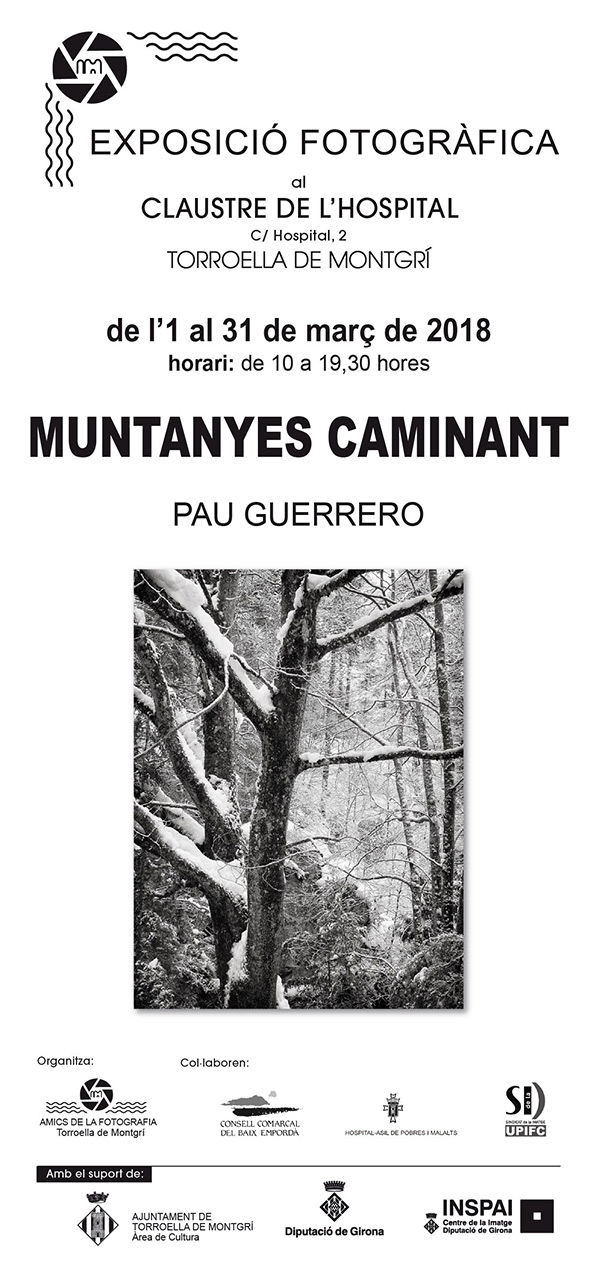 cartell de l'exposició *Muntanyes caminant* al claustre de l'Hospital, Torroella de Montgrí, organitzada per Amics de la Fotografia de Torroella de Montgrí